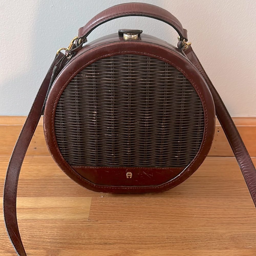 Vintage Etienne Aigner Wicker and Leather Bag